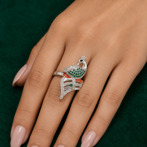 🦚 Emerald Plume Ring - 4.220 GM