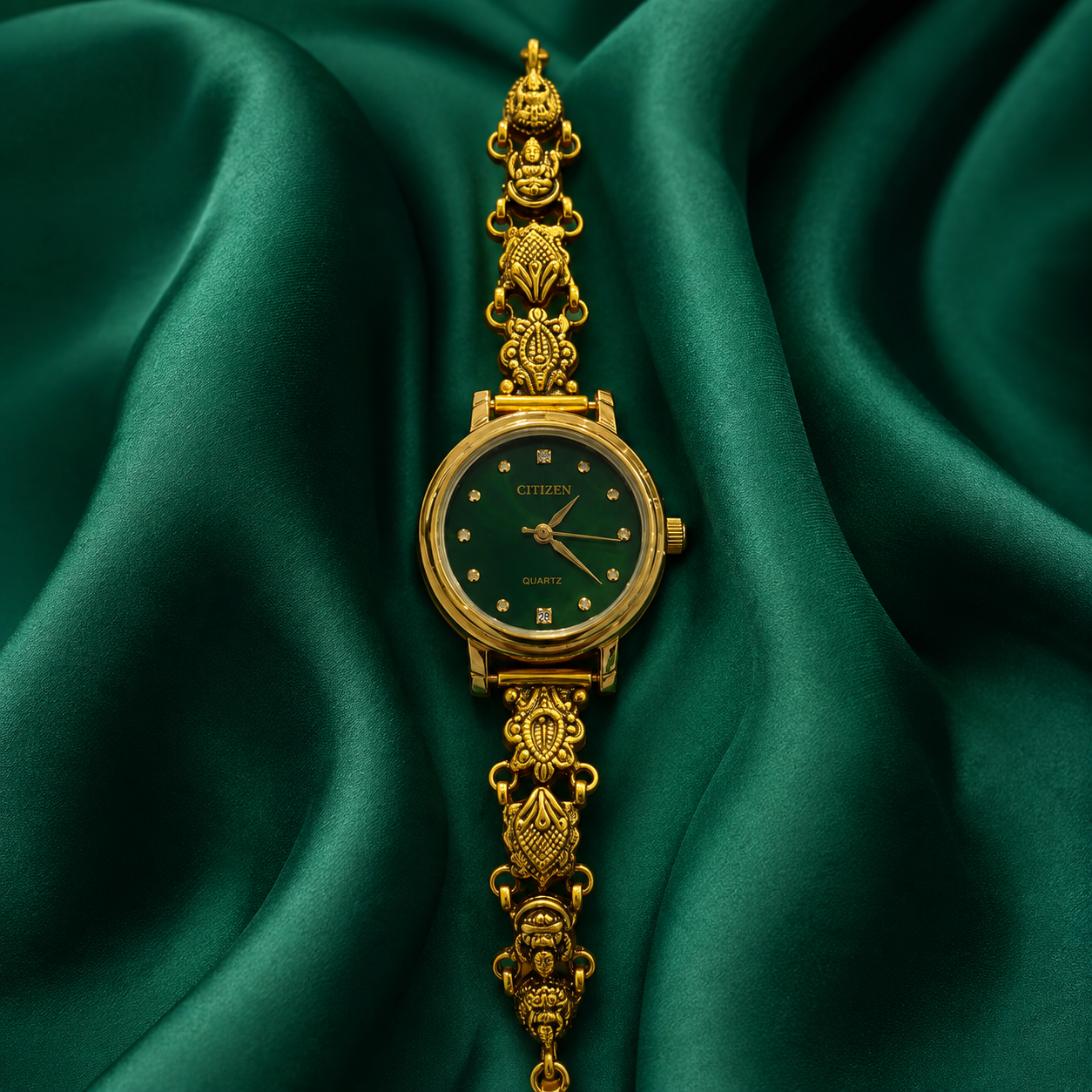 🌿💎 Emerald Spark Heritage Silver Watch - 4.500 GM