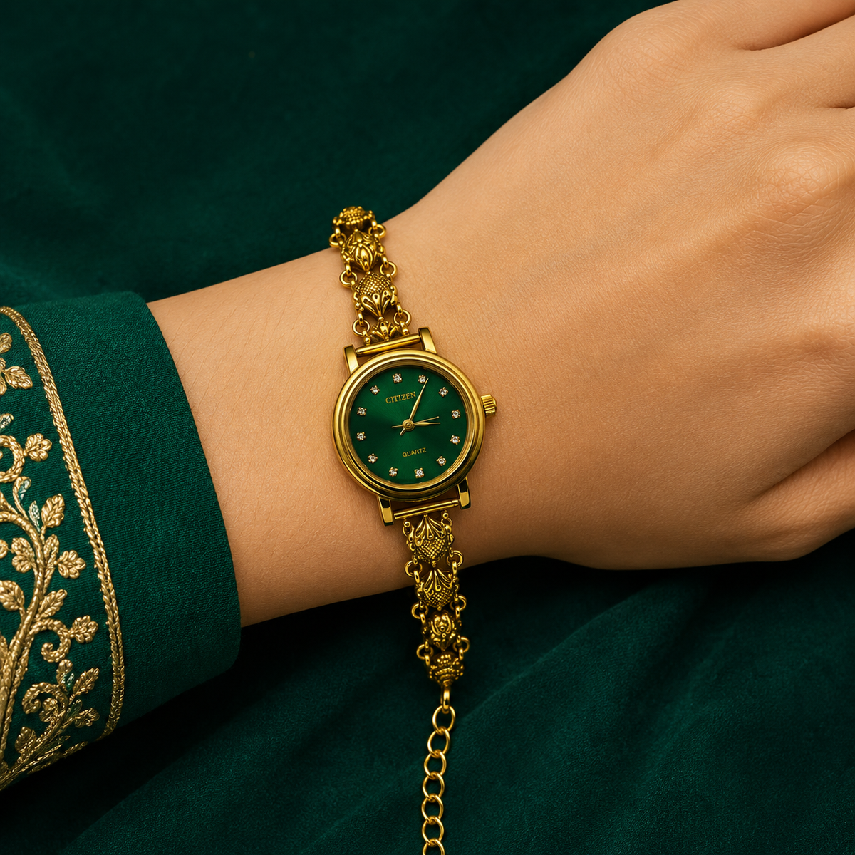💚🌿 Emerald Radiance Heritage Silver Watch - 4.500 GM