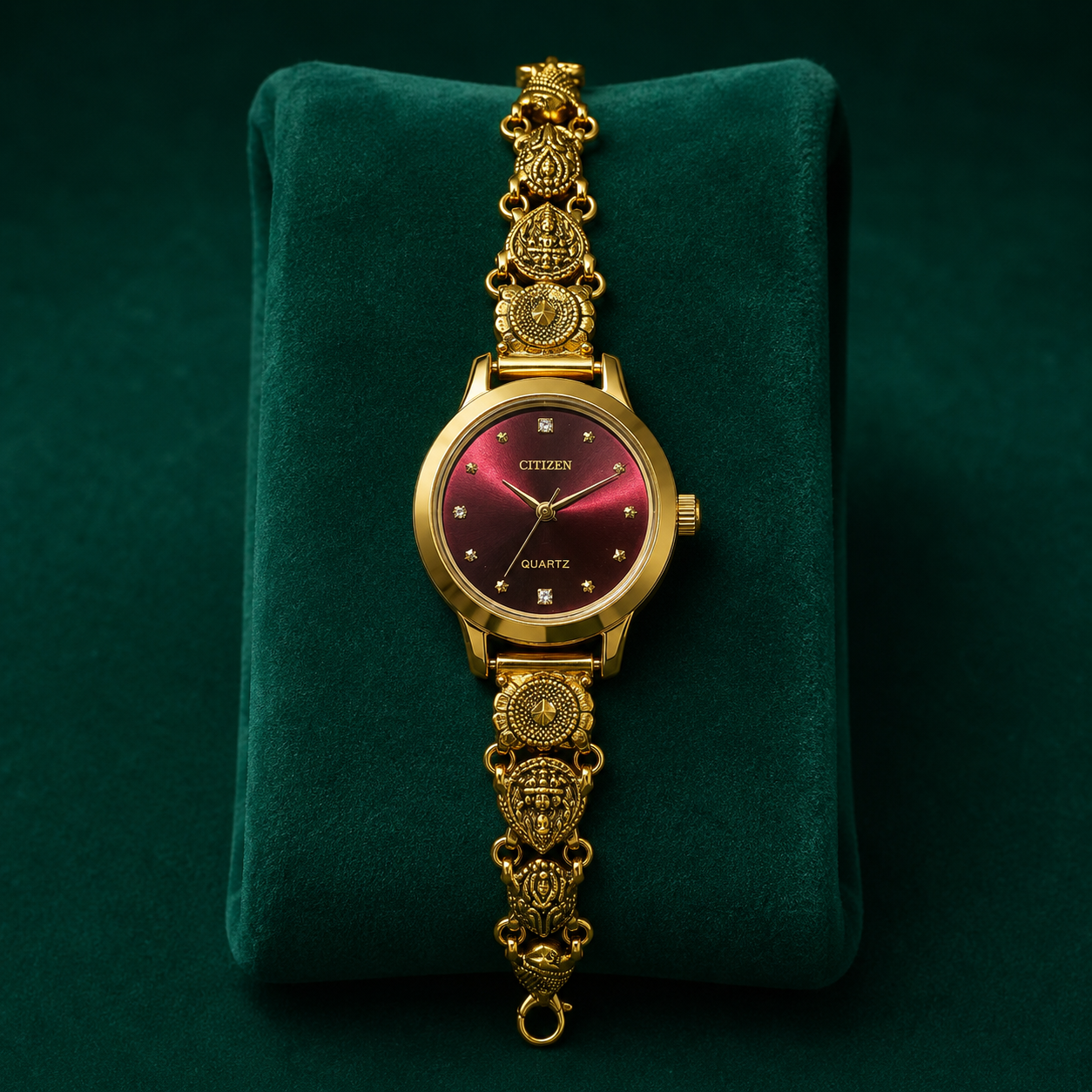 🍷💎 Ruby Wine Dial Heritage Silver Watch