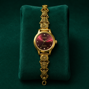 🍷💎 Ruby Wine Dial Heritage Silver Watch