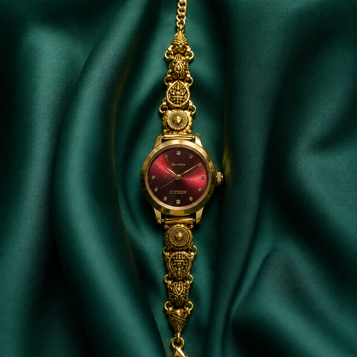 🍷💎 Ruby Wine Dial Heritage Silver Watch