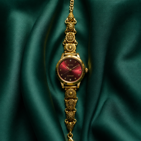 🍷💎 Ruby Wine Dial Heritage Silver Watch