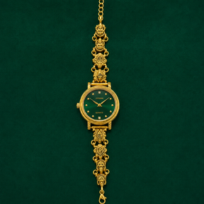 💚✨ Emerald Dial Heritage Silver Watch