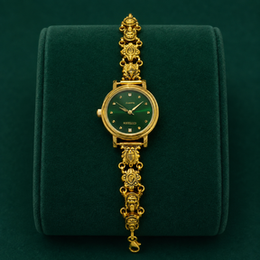 💚✨ Emerald Dial Heritage Silver Watch
