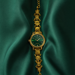 💚✨ Emerald Dial Heritage Silver Watch
