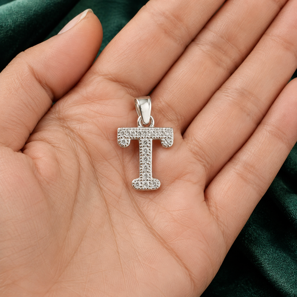 ✨ Crystal Initial T Pendant - 1.023 GM