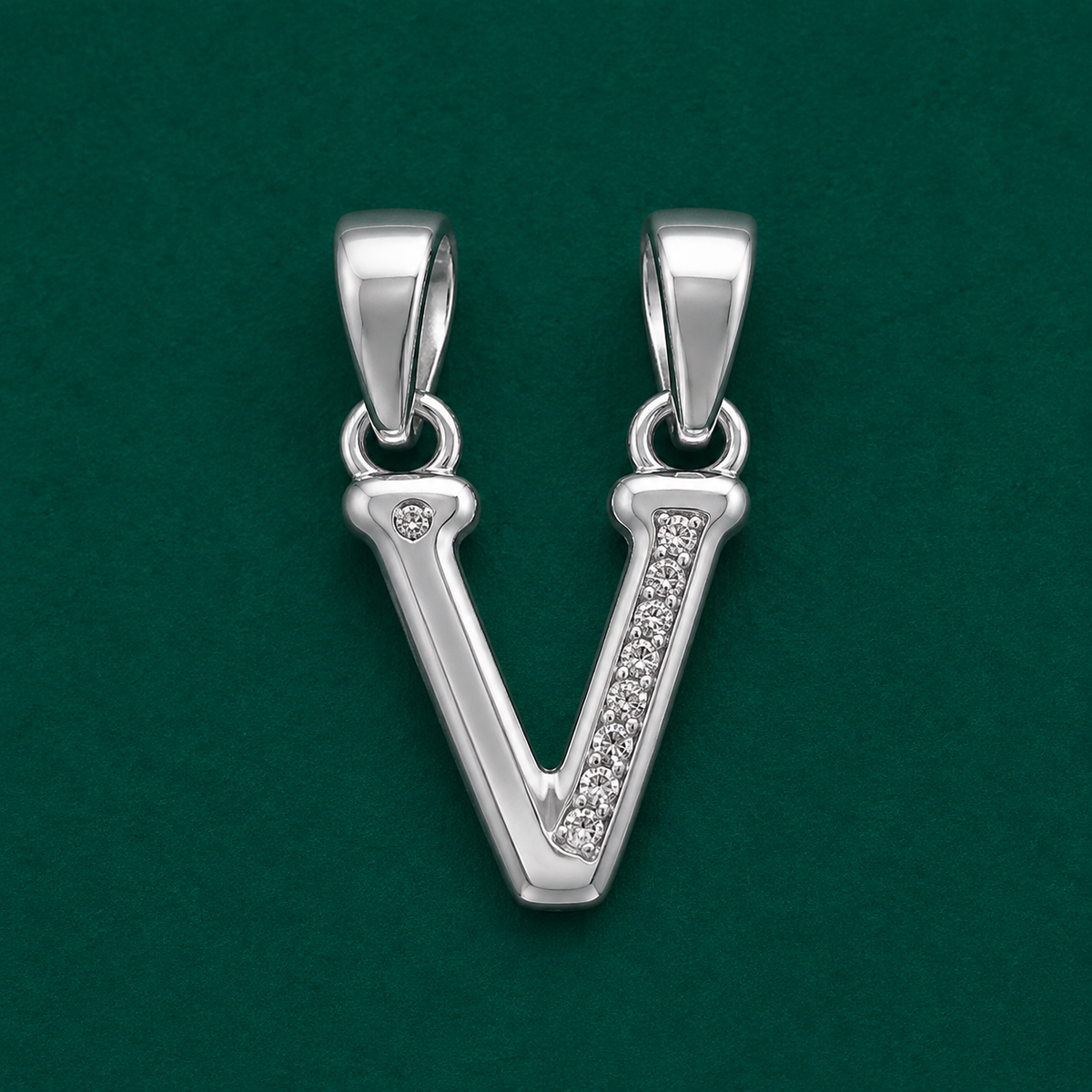 ✨ Crystal Initial V Pendant - 1.064 GM