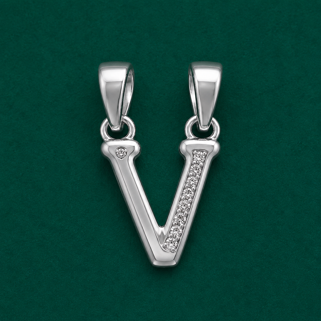 ✨ Crystal Initial V Pendant - 1.064 GM