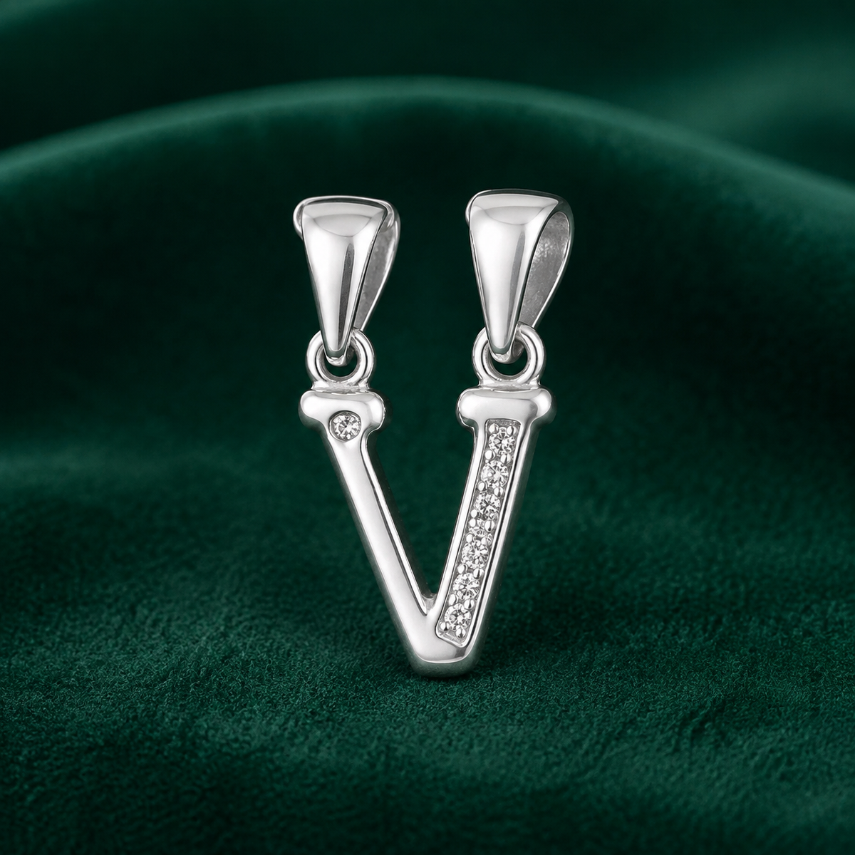 ✨ Crystal Initial V Pendant - 1.064 GM