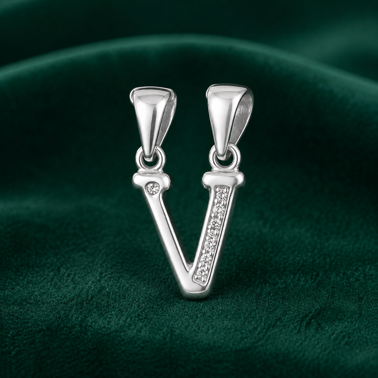 ✨ Crystal Initial V Pendant - 1.064 GM