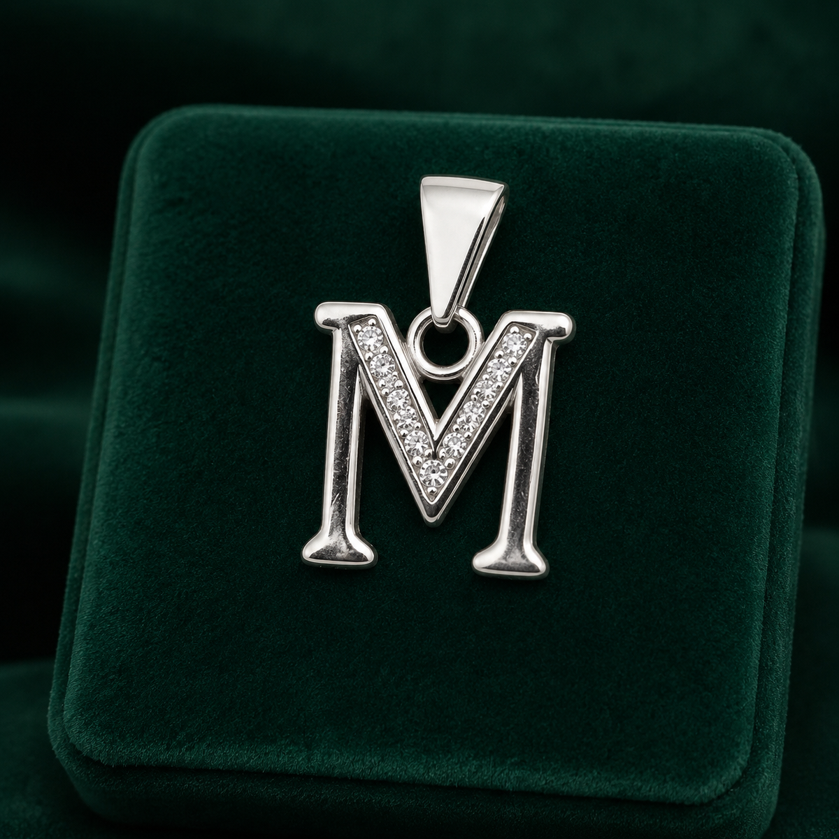 ✨ Crystal Initial M Pendant - 1.175 GM
