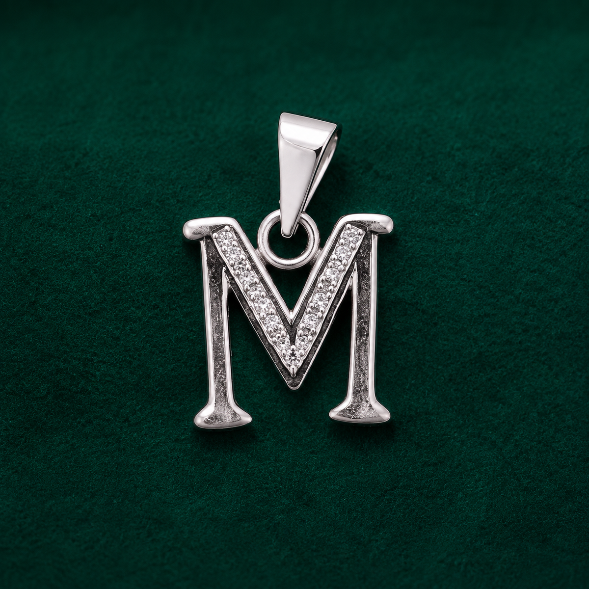 ✨ Crystal Initial M Pendant - 1.175 GM