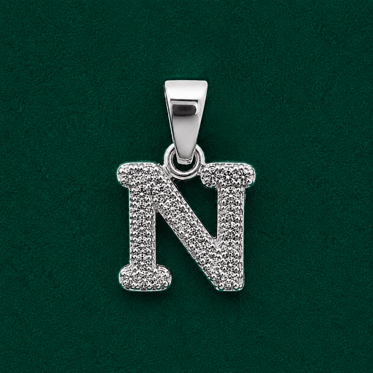 ✨ Crystal Initial N Pendant - 1.104 GM