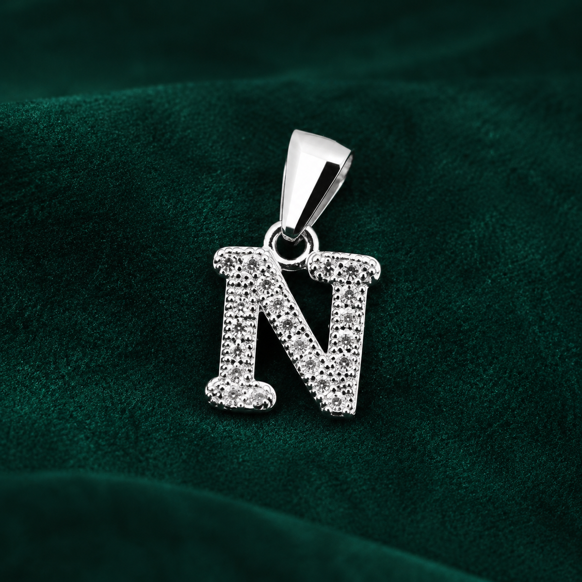 ✨ Crystal Initial N Pendant - 1.104 GM