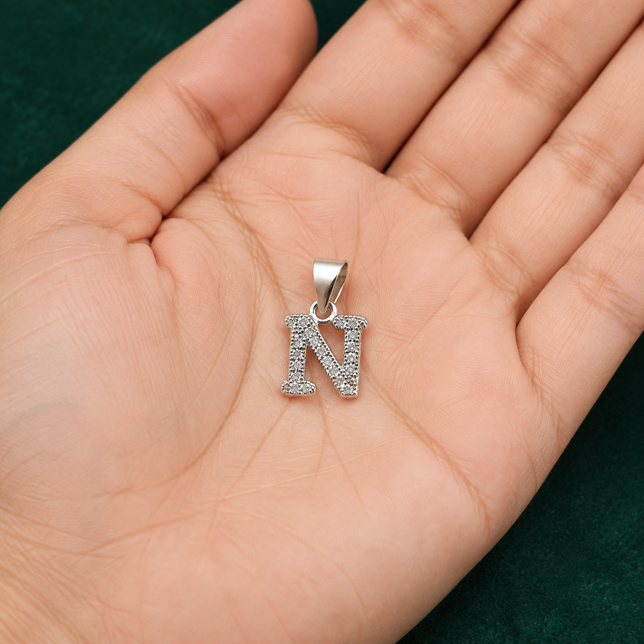 ✨ Crystal Initial N Pendant - 1.104 GM