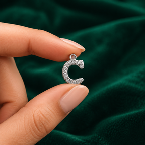 ✨ Crystal Initial C Pendant - 0.955 GM