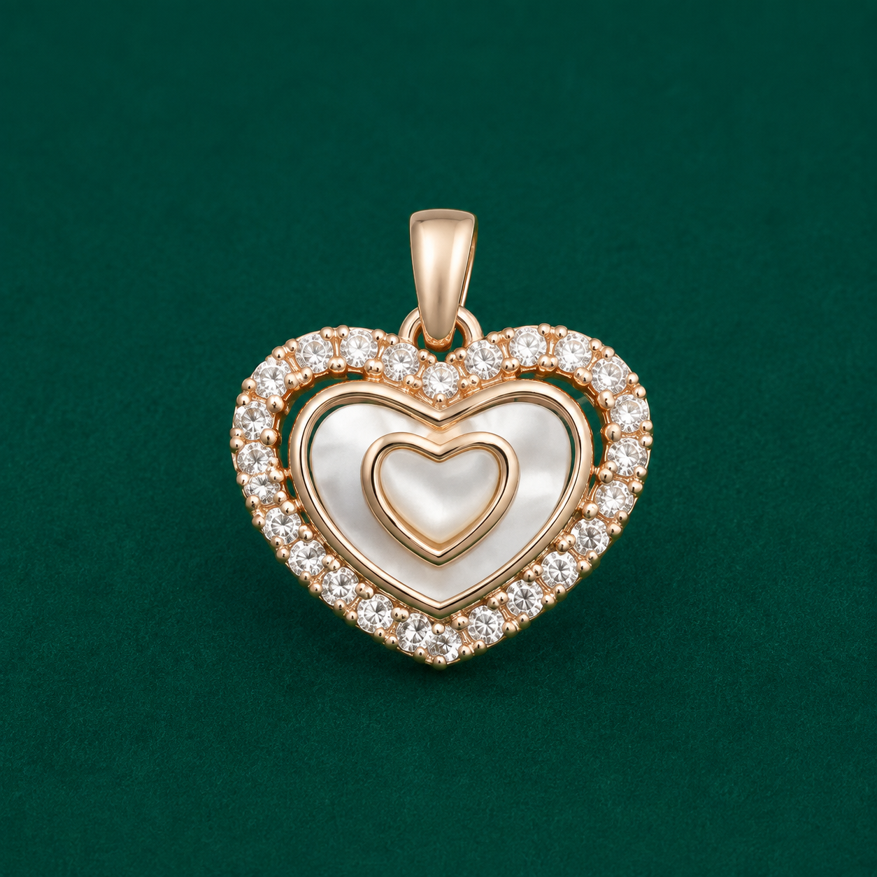 ✨ Pearl Heart Halo Pendant - 1.364 GM