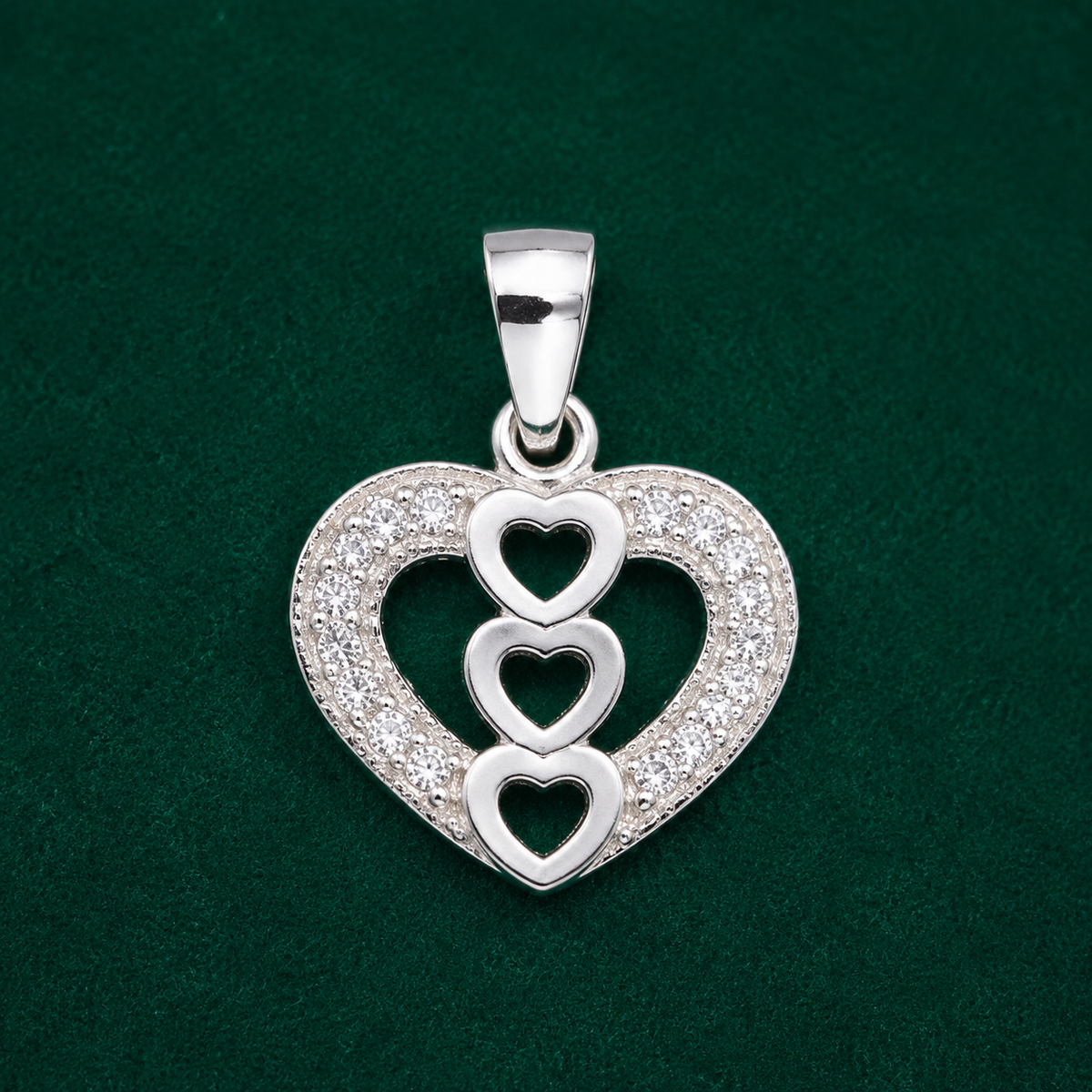 ✨ Triple Heart Halo Pendant - 1.233 GM