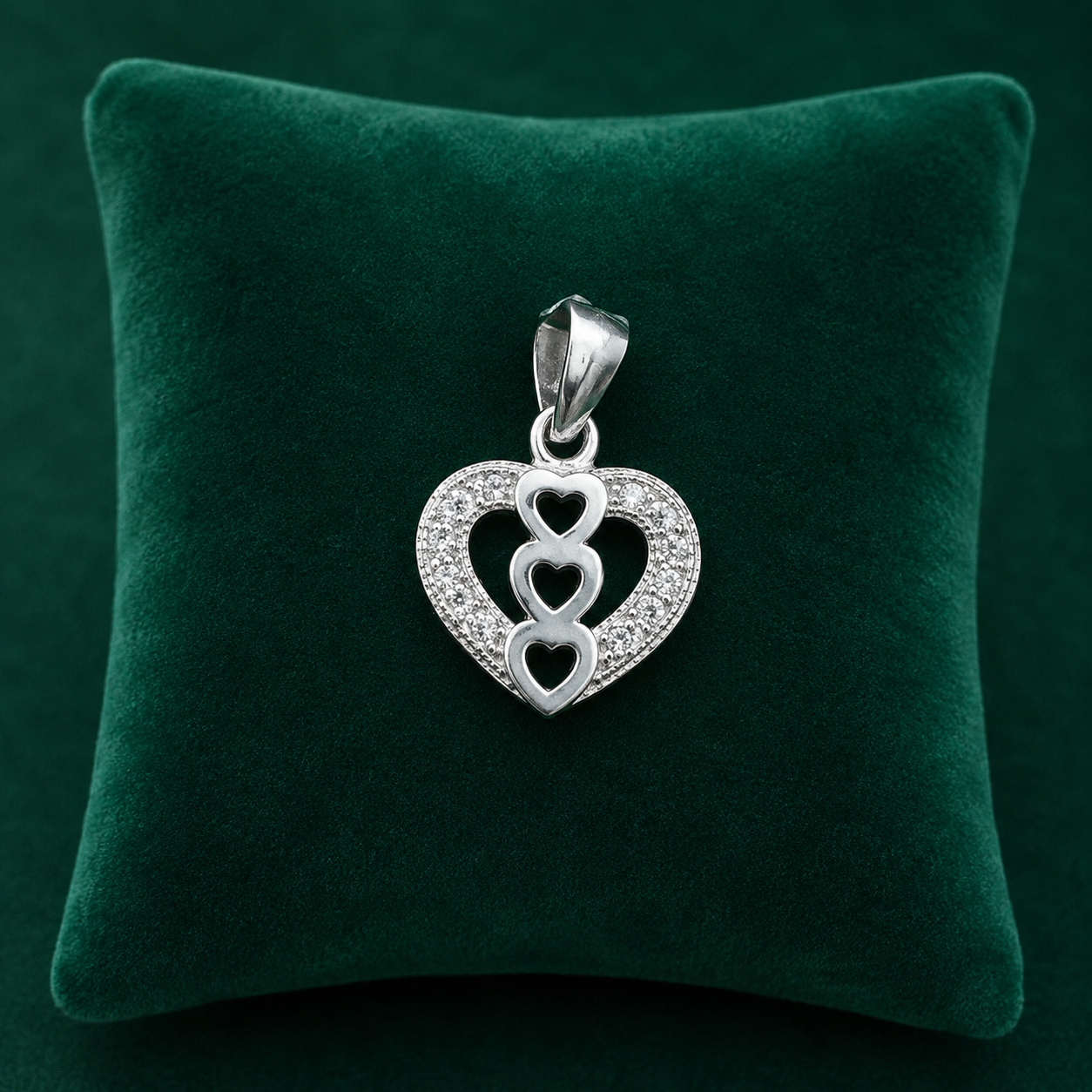 ✨ Triple Heart Halo Pendant - 1.233 GM