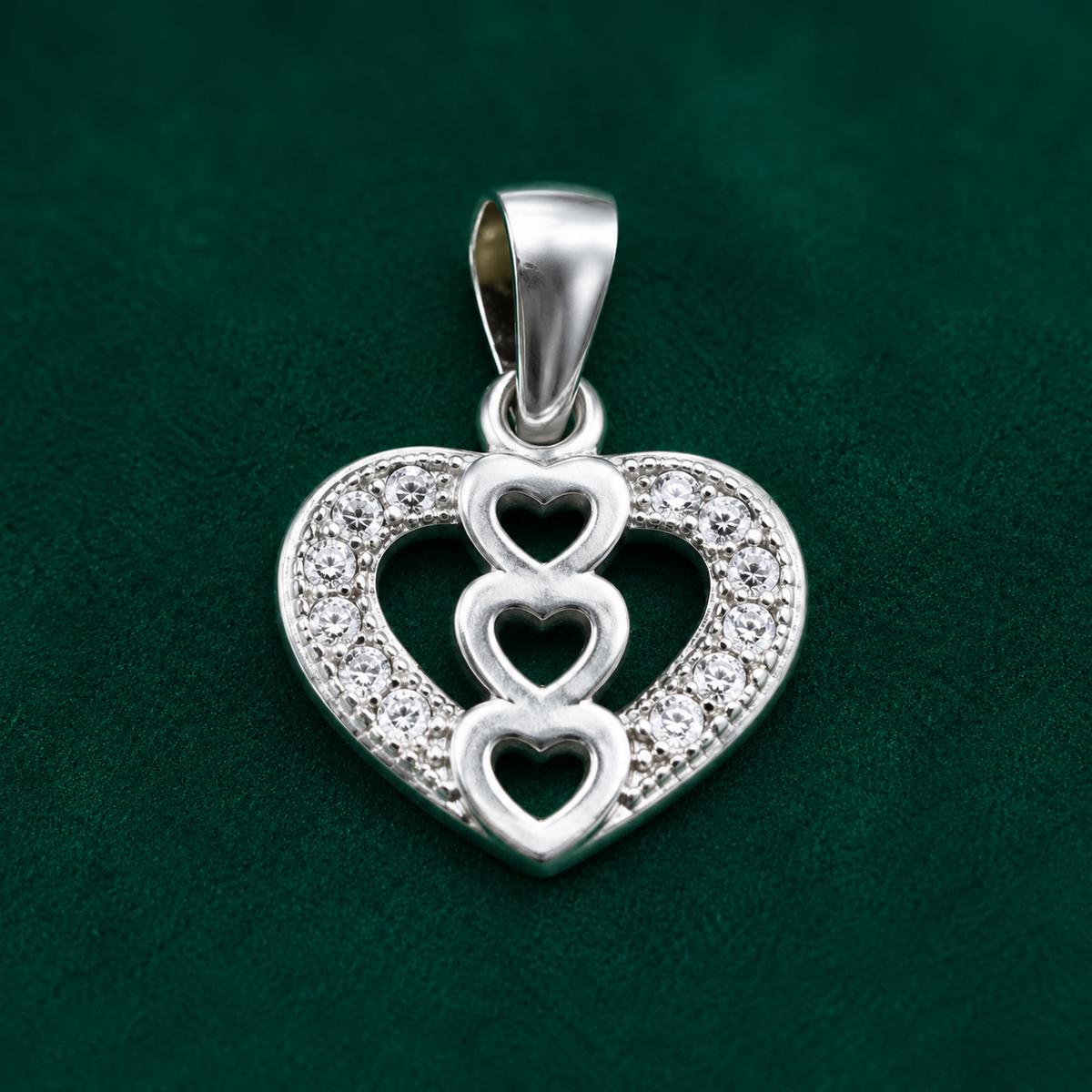 ✨ Triple Heart Halo Pendant - 1.233 GM