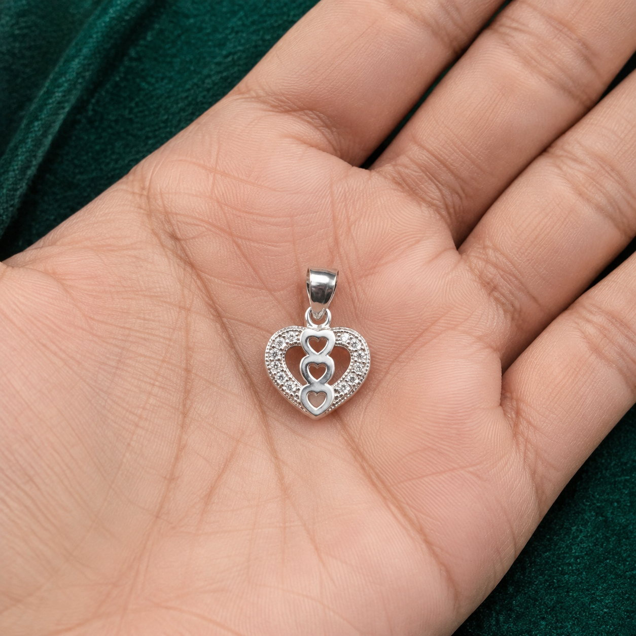 ✨ Triple Heart Halo Pendant - 1.233 GM