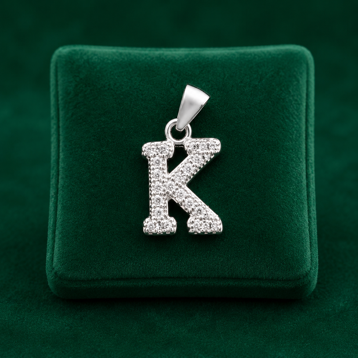 ✨ Crystal Initial K Pendant - 1.150 GM