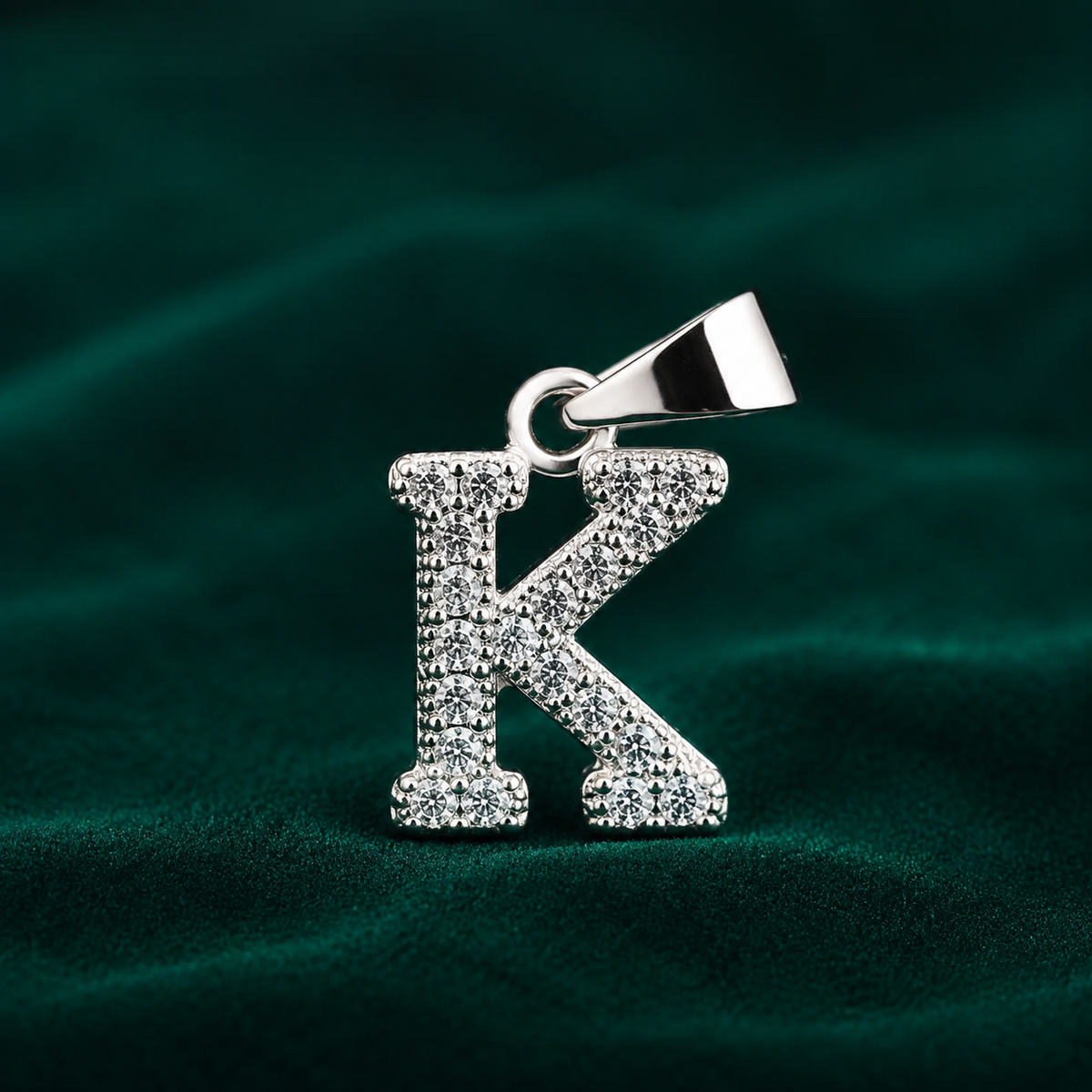 ✨ Crystal Initial K Pendant - 1.150 GM
