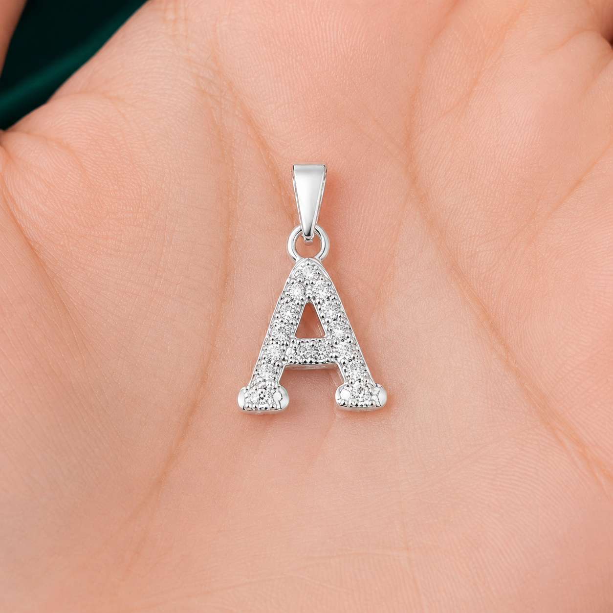✨ Crystal Initial A Pendant - 1.085 GM