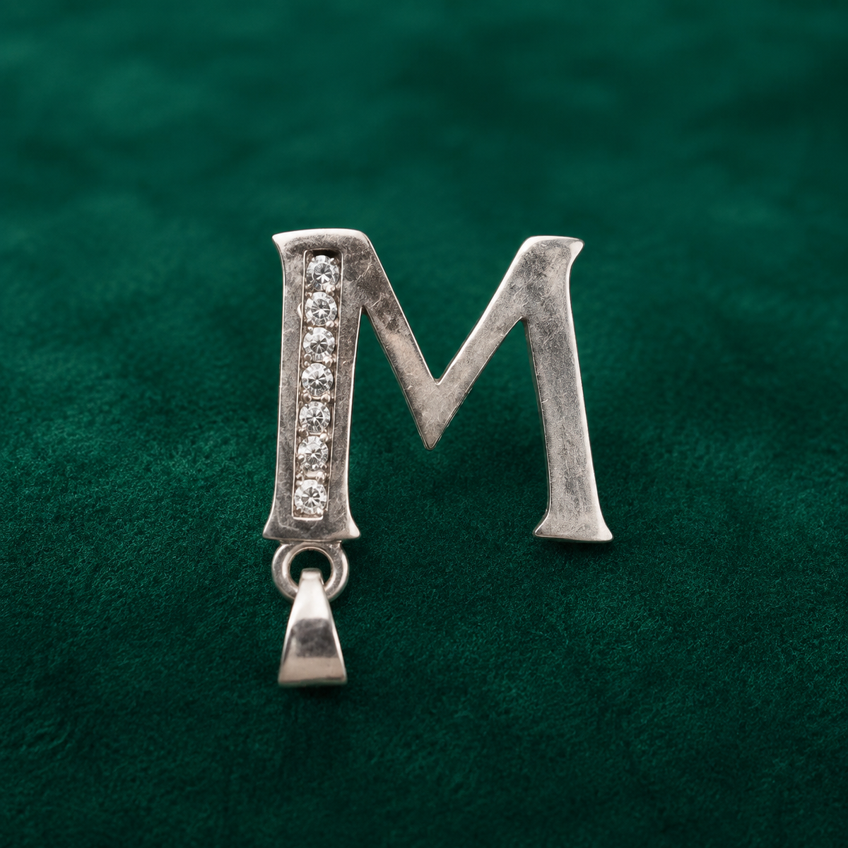 ✨ Crystal Initial M Pendant - 0.825 GM