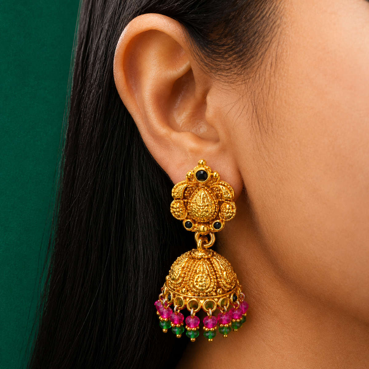 ✨ Ruby Emerald Heritage Jhumki - 10.889 GM