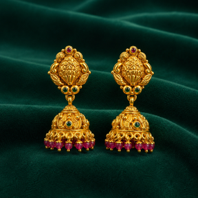 ✨ Ruby Bloom Temple Jhumki - 14.823 GM