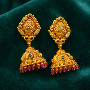 ✨ Ruby Bloom Temple Jhumki - 14.823 GM