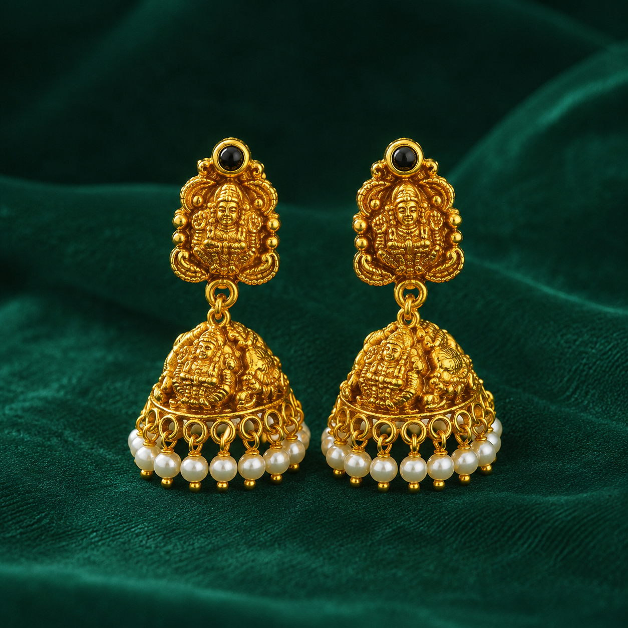 ✨ Lakshmi Pearl Temple Jhumki - 8.735 GM