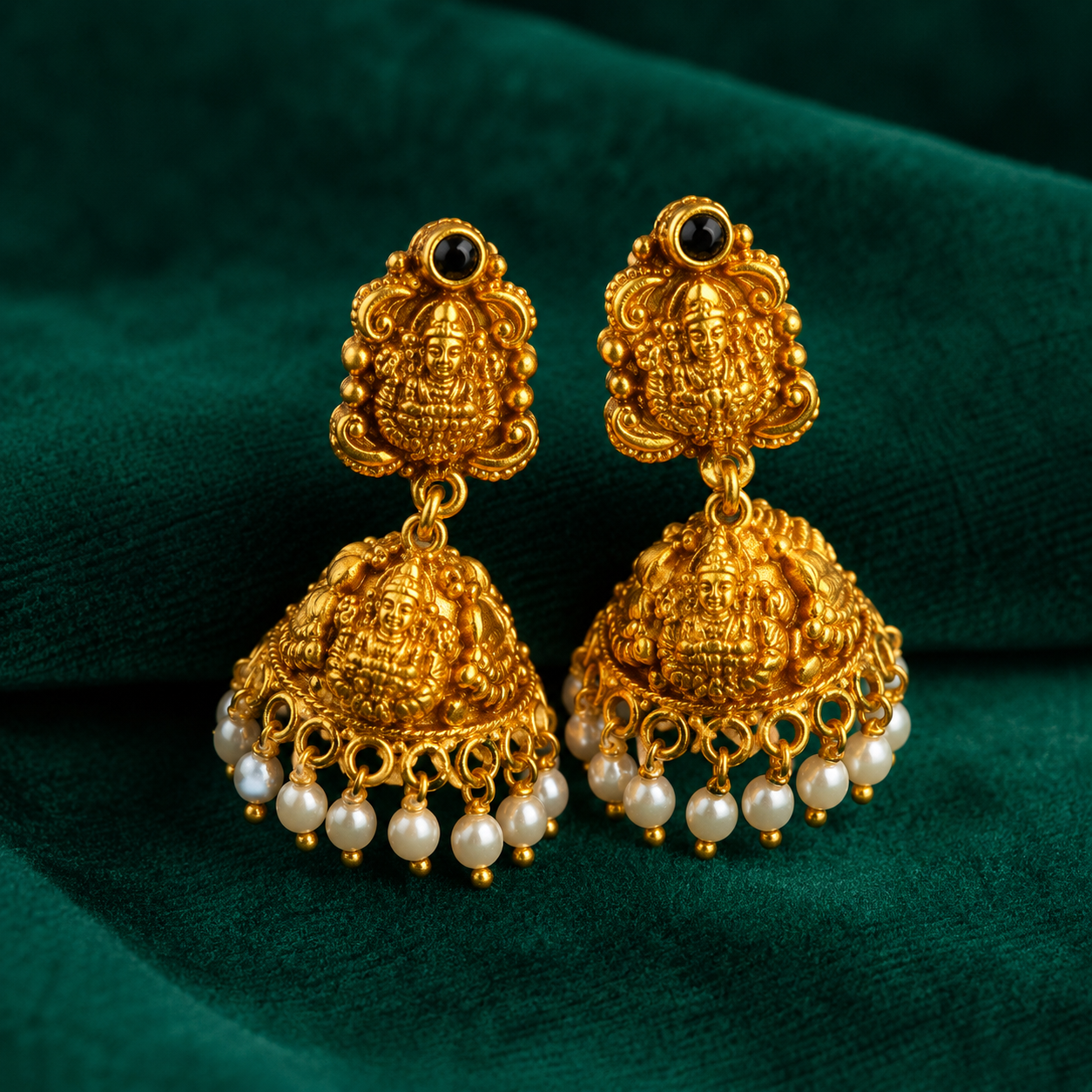 ✨ Lakshmi Pearl Temple Jhumki - 8.735 GM