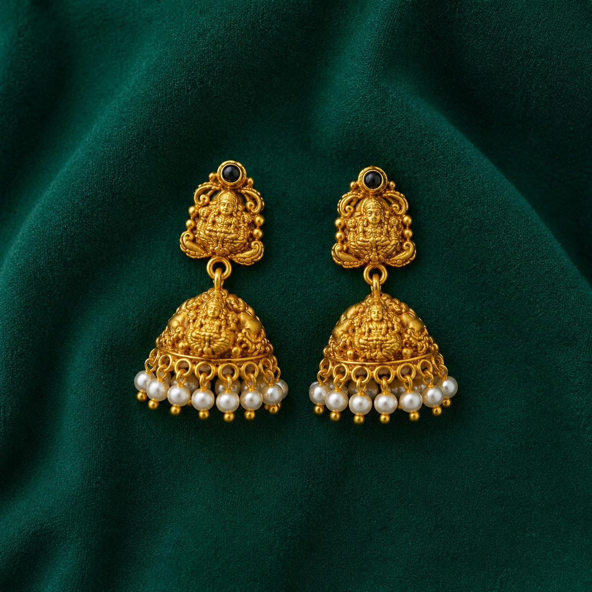 ✨ Lakshmi Pearl Temple Jhumki - 8.735 GM
