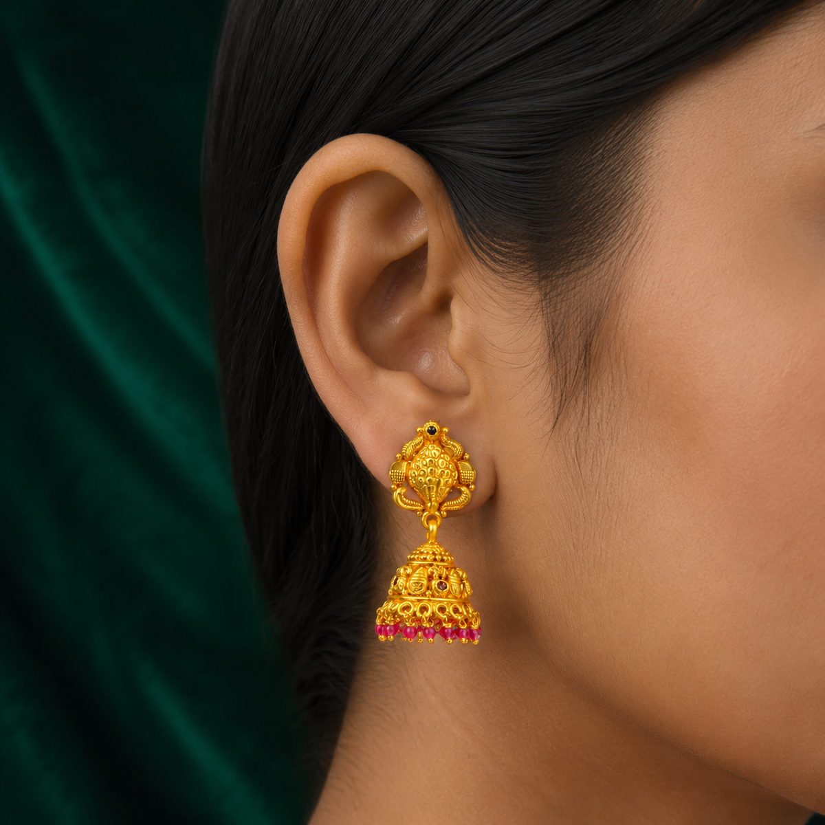 ✨ Ruby Peacock Jhumki - 15.241 GM