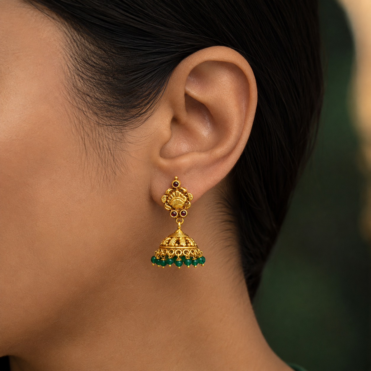 ✨ Emerald Heritage Jhumki - 10.540 GM