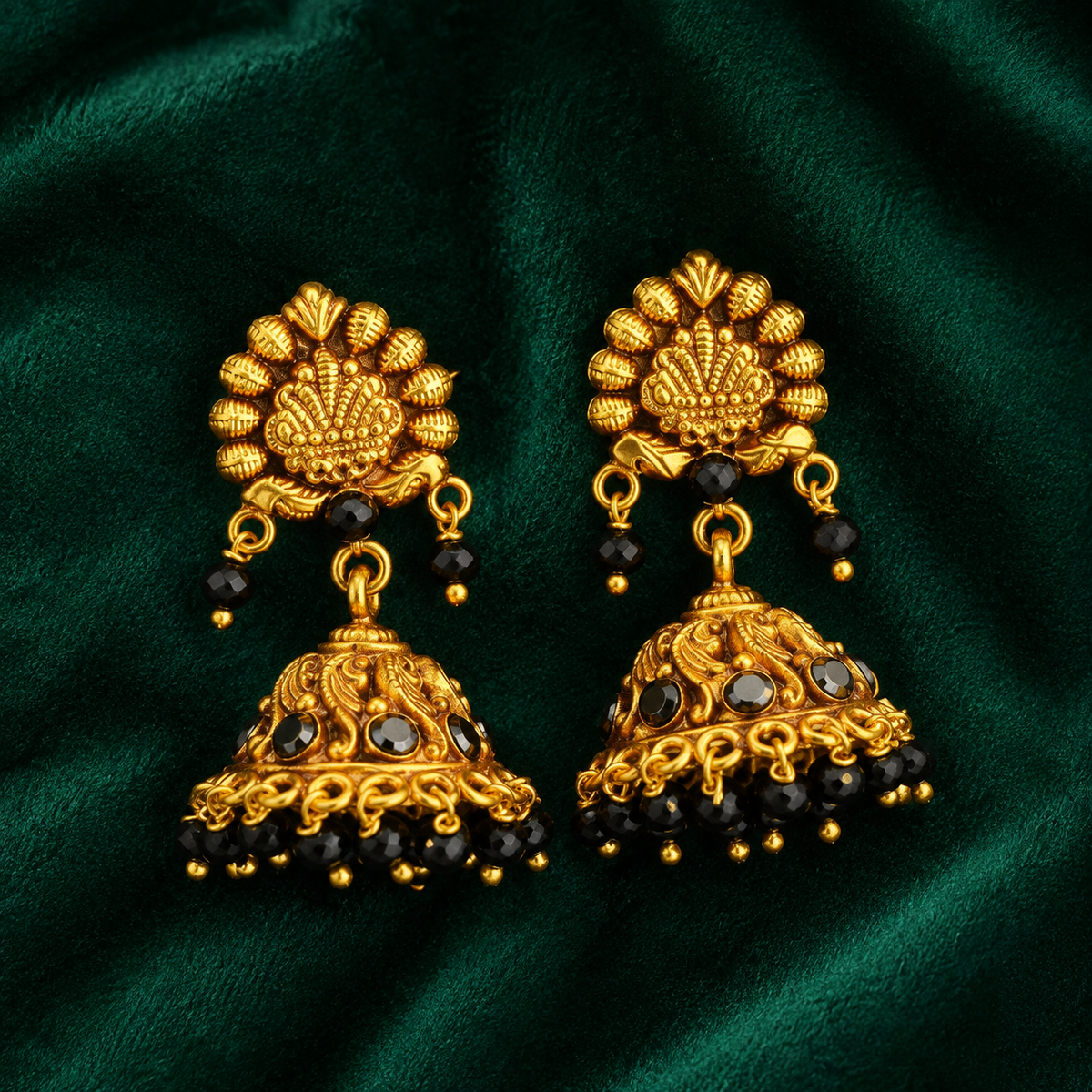 ✨ Royal Noir Temple Jhumki - 10.883 GM
