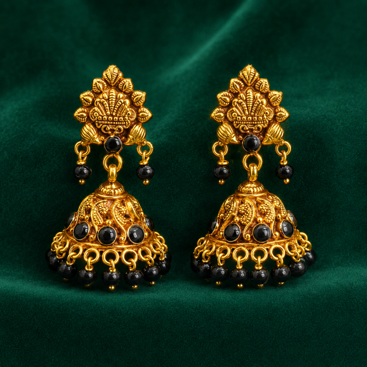 ✨ Temple Noir Jhumki - 10.380 GM