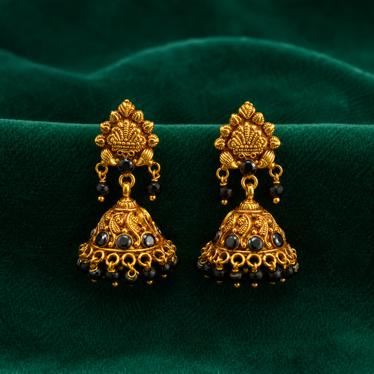 ✨ Temple Noir Jhumki - 10.380 GM
