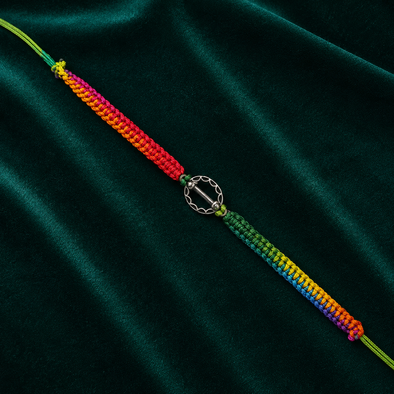 🌈 Multicolour Silver Rakhi