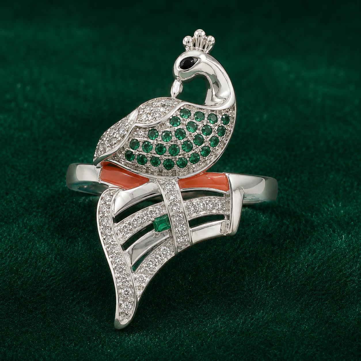 🦚 Emerald Plume Ring - 4.220 GM