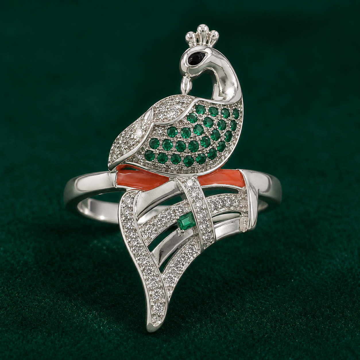 🦚 Emerald Plume Ring - 4.220 GM
