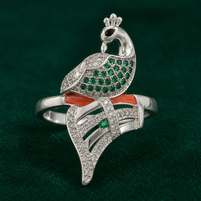 🦚 Emerald Plume Ring - 4.220 GM