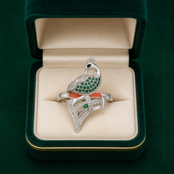 🦚 Emerald Plume Ring - 4.220 GM