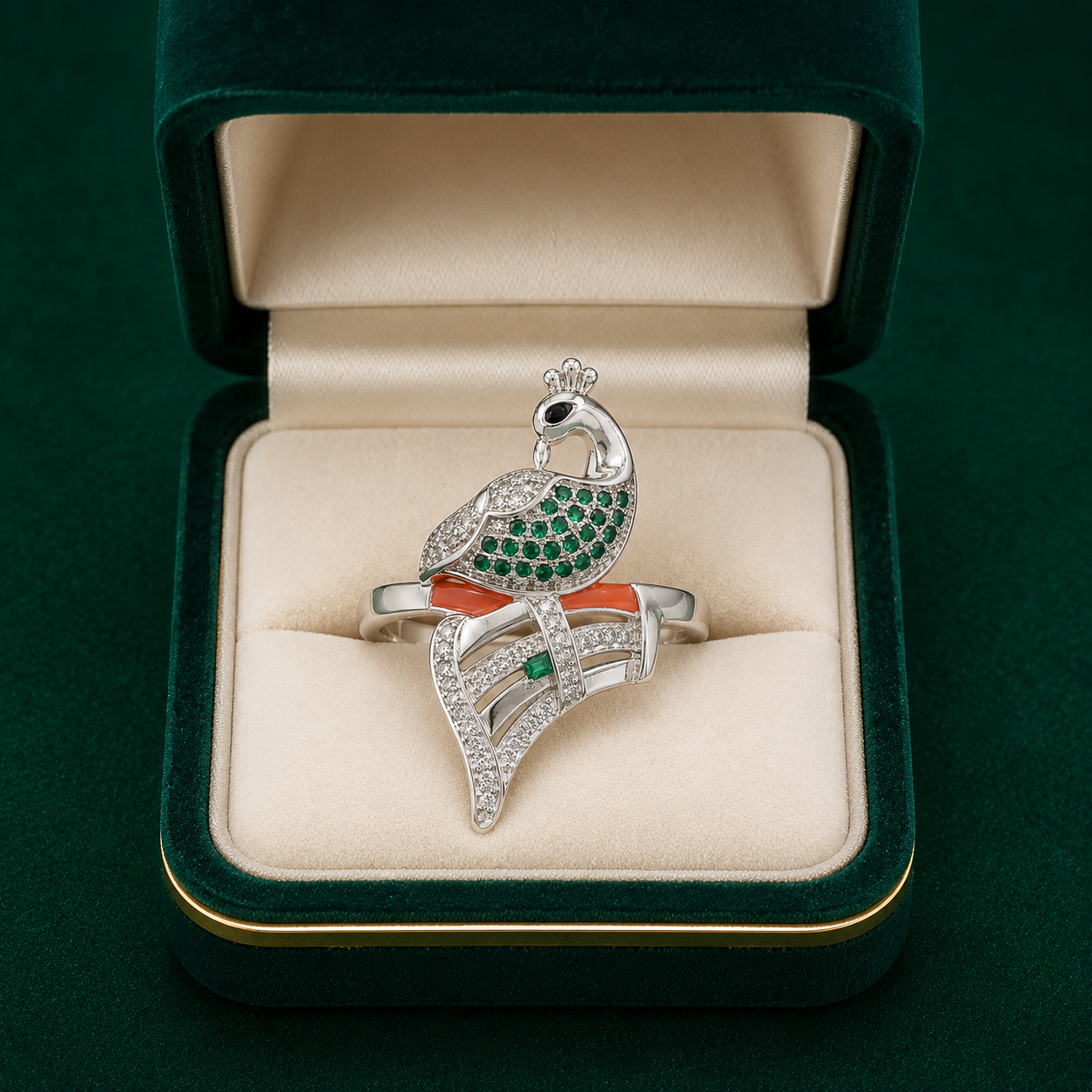 🦚 Emerald Plume Ring - 4.220 GM