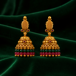 💚 Ruby Emerald Jhumkas - 14.986 GM