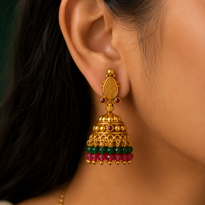 💚 Ruby Emerald Jhumkas - 14.986 GM