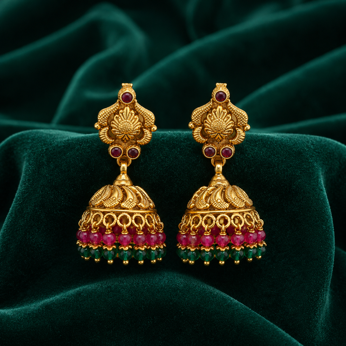 🌺 Ratnarekha Temple Jhumkas - 11.339 GM